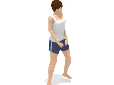 Warrior 1 Yoga Exercise Woman Animation Low-poly 3D model