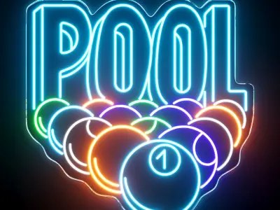 Billiard Pool Neon Sign 3D model