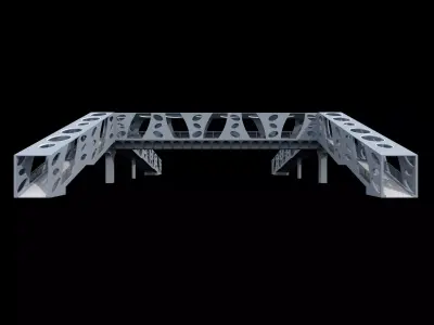 modern curved pedestrian bridge 3D model