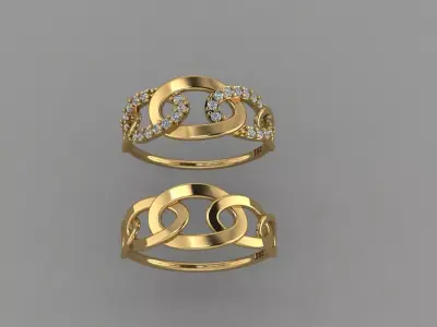 Chain Style Ring STL 3D Chain Ring 3D print model