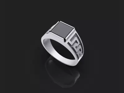 Man ring with a stone 3D print model 3D print model
