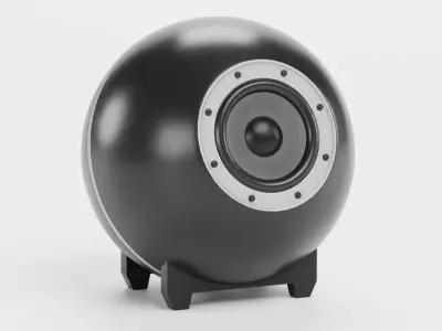 Round Audio Speaker V2 - Universal Black Sound Unit Low-poly 3D model