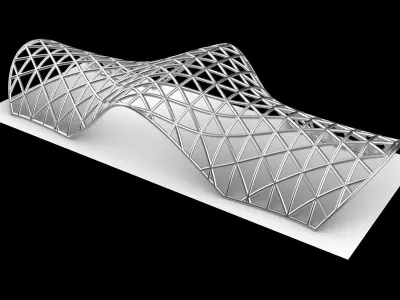 Pavilion Triangulated Wireframe Architecture Parametric v2 3D model