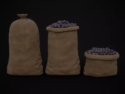 Burlap Sacks of Figs Low-poly 3D model