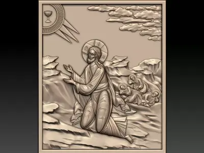 Jesus Prays in the Garden of Gethsemane 3D model