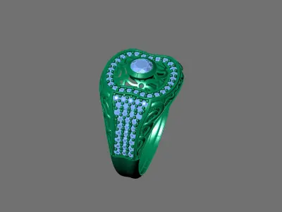 Gents Rings Diamond Men Ring STL 3DM 3D ready print model 3D print model