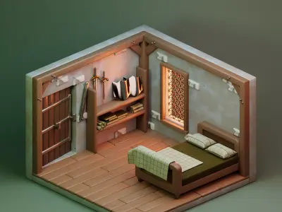 Castle Dorm 01 Low-poly 3D model