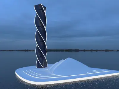 futuristic building Low-poly 3D model