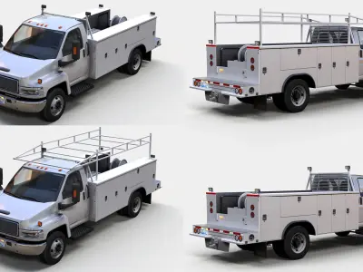 Industrial service truck Low-poly 3D model