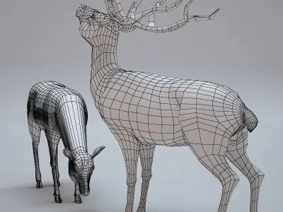 Deer Statues 3D model