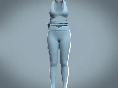 Ladies Ribbed gym Bralette with leggings 3D model