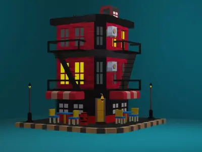 HOUSE Low-poly 3D model 9