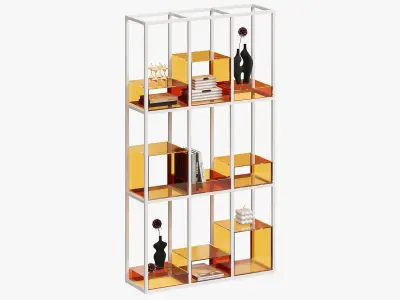 Open metal shelving with acrylic inserts 3D model