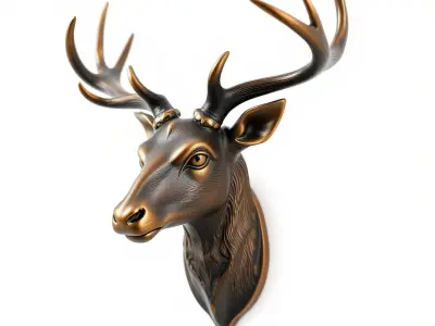 Ornate Deer Head Door Handle model pack Low-poly 3D model