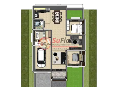 House 10x14m code 479- Sketchup 3D model 3D model 3D model