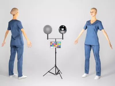 Surgical nurse  in A-pose ready for rigging 121 Low-poly 3D model