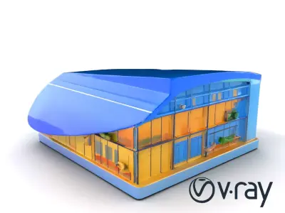 Dynamic Office Center Glass Architecture model pack Low-poly 3D model