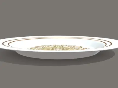 Dishes golden plate with ornament Free 3D model