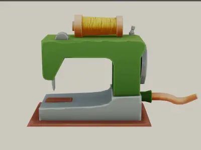 3D Stylized Sewing Machine Free low-poly 3D model