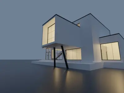 Modern House Scene - empty Low-poly 3D model
