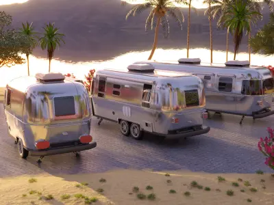 Airstream trailers pack - Realistic scene 3D model