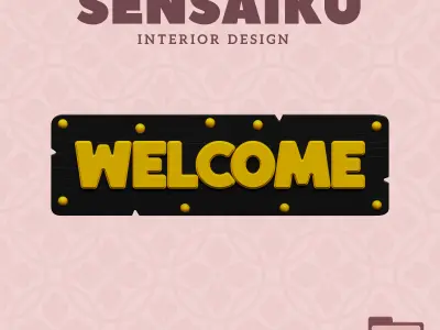 Welcome Door Sign 3D Print File for DIY Home Decor Sensaiku 3D print model