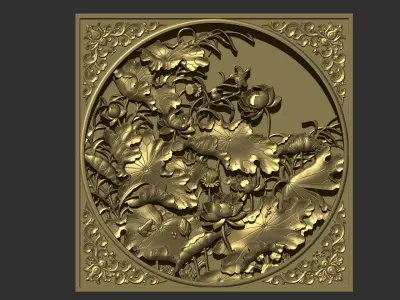 Bas-relief of lotus 3D print model
