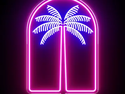 Palm Tree Neon Sign 3D model