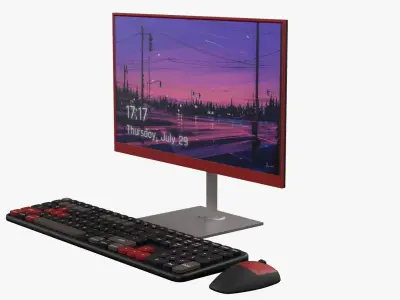 Wireles Computer Set Keyboard Mouse Monitor Gamer Version 3D model