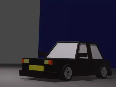 lowpoly car black car clasic car Low-poly 3D model