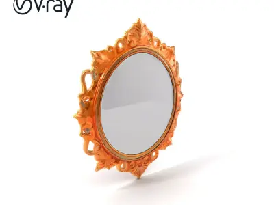 GoldEdged Medieval Mirror model pack Low-poly 3D model