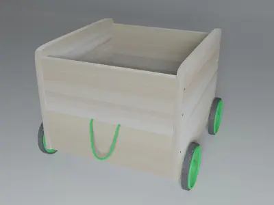 Toy storage with wheels 3D model