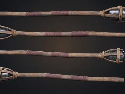 Standing Fire Torch Low-poly 3D model