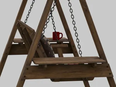 Garden swings with pillows Low-poly 3D model