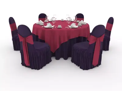 Banquet Table and Chair 72 3D model