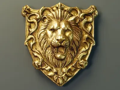 Lion Heraldic Emblem PBR  Low-poly 3D model