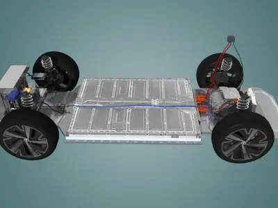 Volkswagen ID4D with interior trim and interior structure Low-poly 3D model