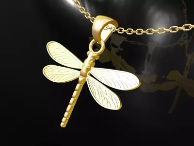 Dragonfly Pendant Jewelry Gold 3D print model