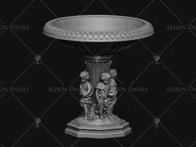 Cherub Fountain or Birdbath vase 3d printable OBJ  3D print model