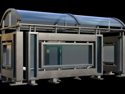 Game Ready Bus Stop 4 Low-poly 3D model