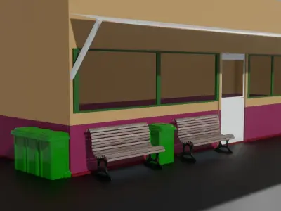 Store With Parking Free Market Free 3D model