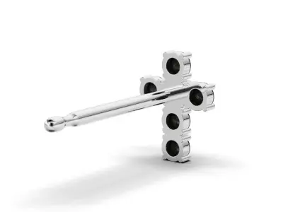 Earring cross round stone 2mm 3D print model