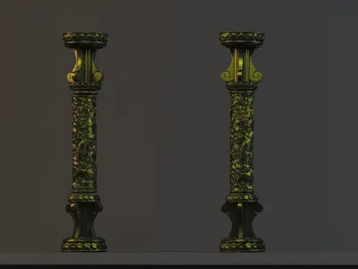 Dragon Pillar Panlong ancient stone pillar stone carving 3D model