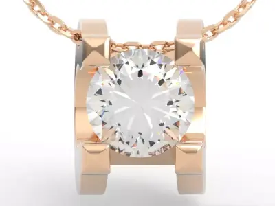 Stunning Tension Set Diamond Pendant Model 3D print model