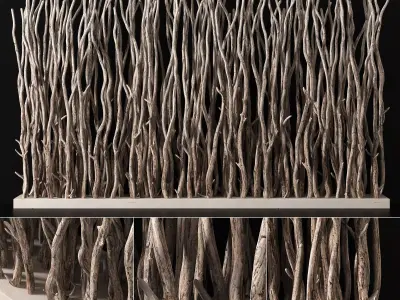 Branch folding screen decor n3 3D model
