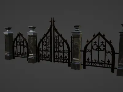 Cemetery Gothic Fence Low-poly 3D model