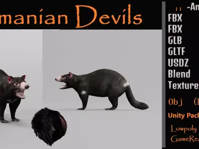 Tasmanian Devils Low-poly 3D model