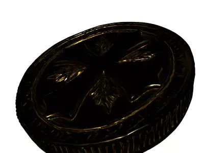 Golden Templar Cross Medallion Coin Low-poly 3D model