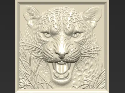 Angry Leopard Head A66 3D print model