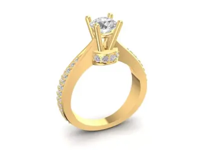 Diamond Solitaire Engagement Ring for Women 2351 3D print model